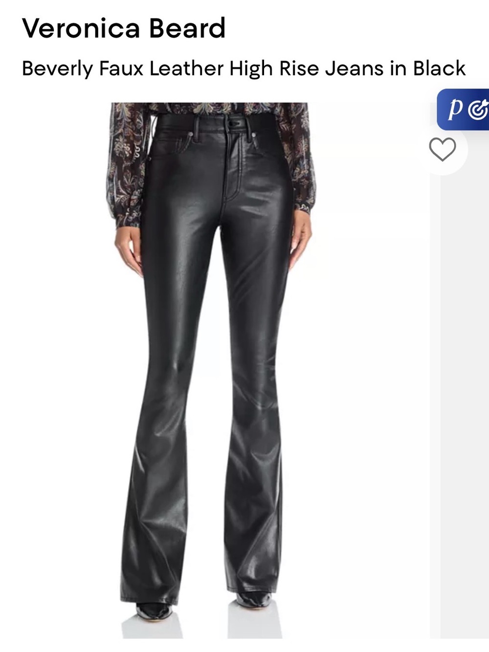 Veronica Beard Black Faux Leather High-Rise Flare Pants